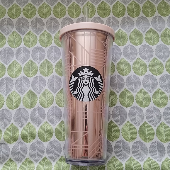 Gently Used Starbucks Rose Gold Geo Lines 24 oz